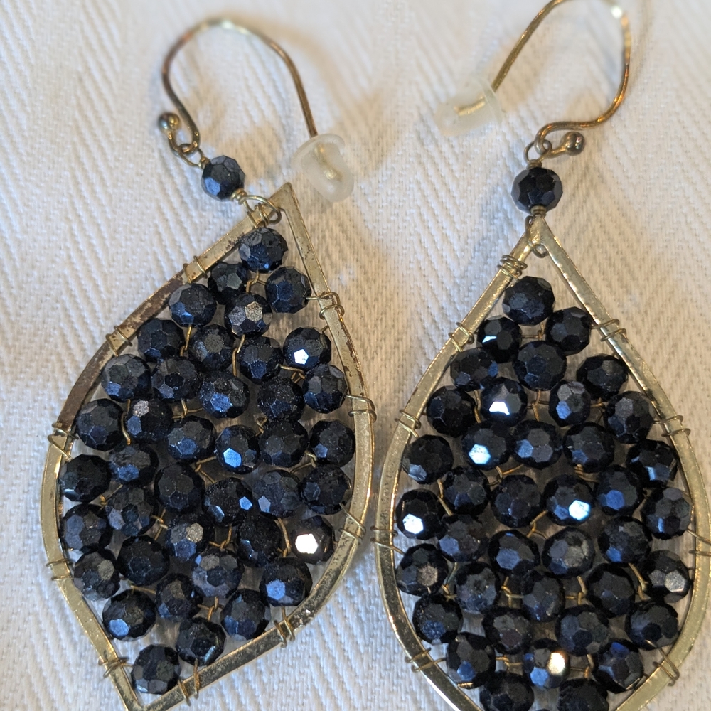 J. Crew Factory Black Beaded Cluster Earrings